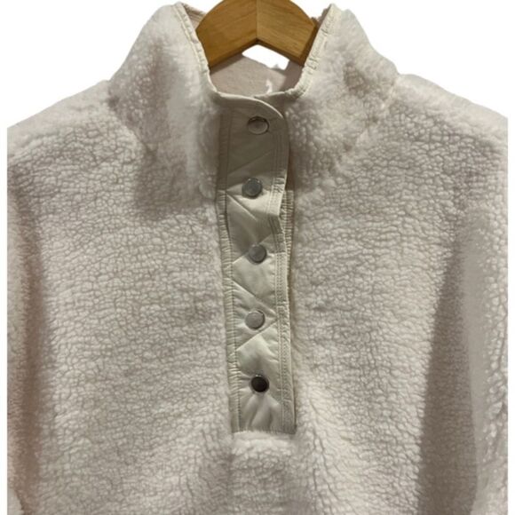 Athleta Magnolia white Cozy 3/4 snap Sherpa Size L - Picture 7 of 14